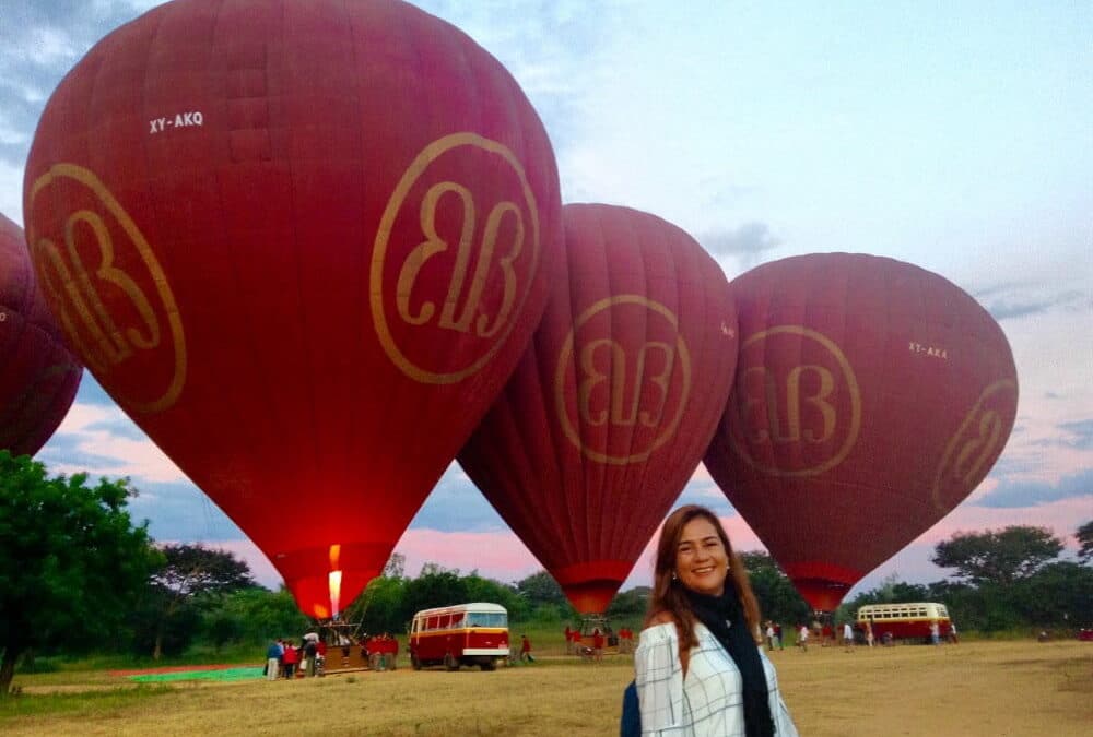 Passeio de balão em Bagan, Myanmar