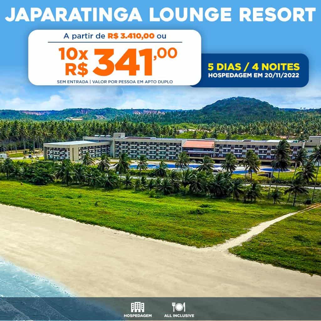 Japartinga Lounge Resort - Hospede-se no Mar do Caribe brasileiro, vizinho a Maragogi e São Miguel dos Milagres, em regime all inclusive.
