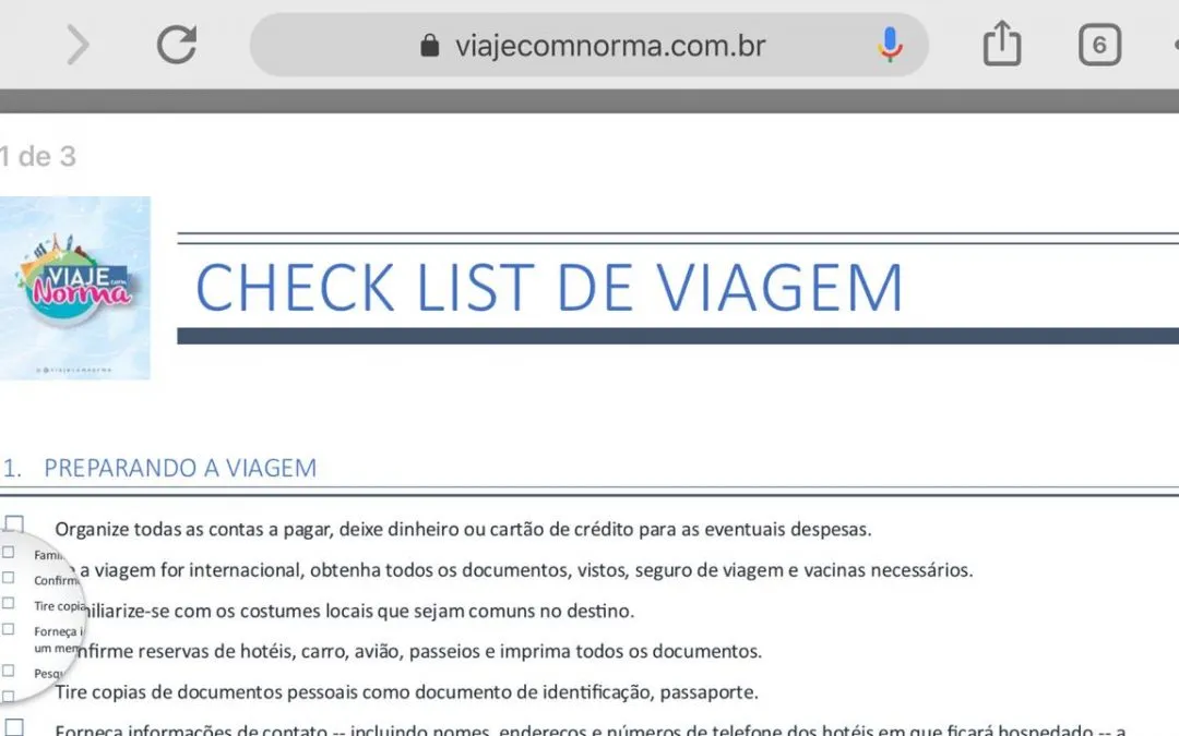 Check List de viagem – O que não pode faltar na sua mala
