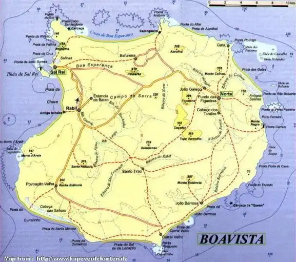 Mapa da Ilha de Boa Vista